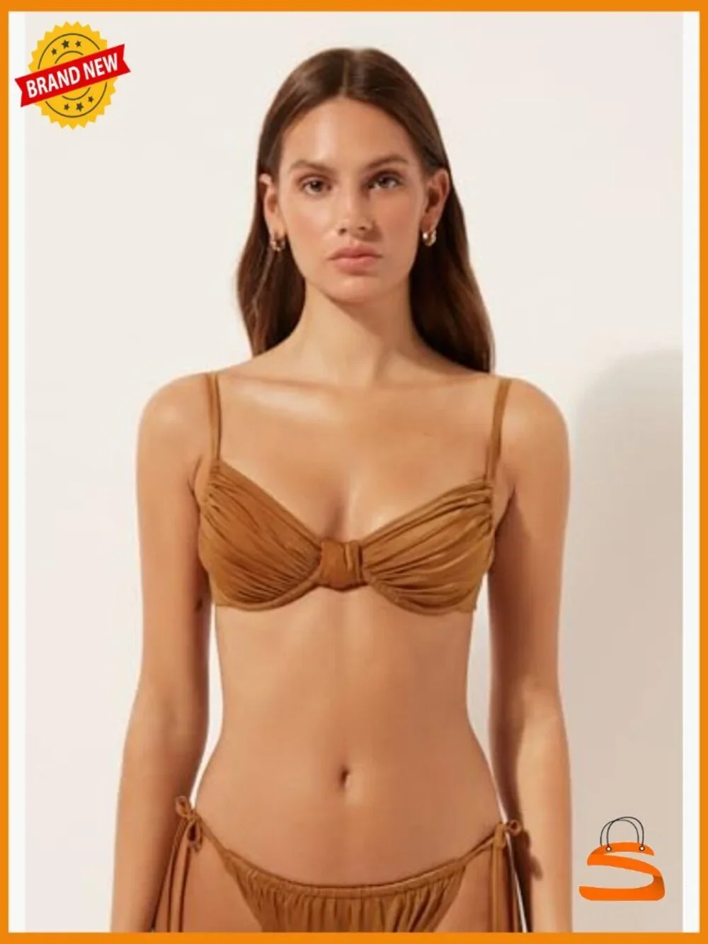 Satin Balconette Bikini Top, Underwire Support, Adjustable Fit, Medium
